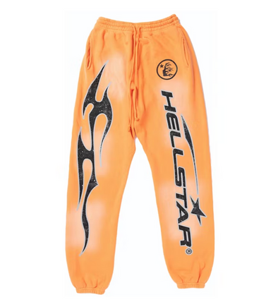 Hellstar Studios "Fire" Elastic Bottom Sweatpants Orange