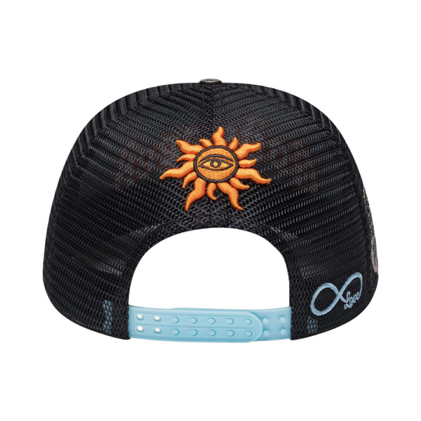 Godspeed "Forever" Trucker Hat Black/Light Blue/Orange