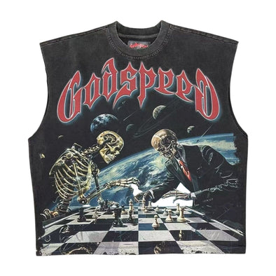 Godspeed "Checkmate" Sleeveless Tee Black Wash
