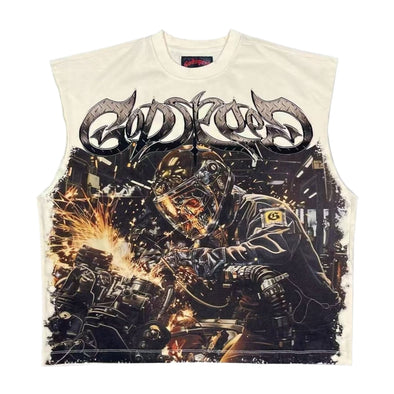 Godspeed "Steel Sharpens Steel" Sleeveless Tee Bone