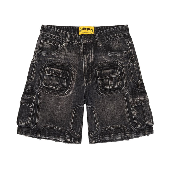 Godspeed "Octagon" Cargo Denim Shorts Black