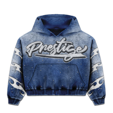 Prestige "Flames"  Zip Up Hoodie Blue