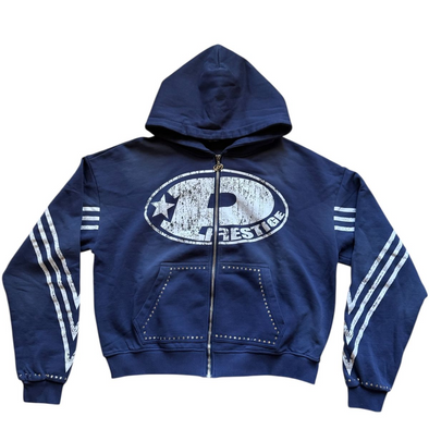 Prestige "Big P"  Zip Up Hoodie Navy Blue