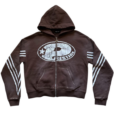 Prestige "Big P"  Zip Up Hoodie Brown