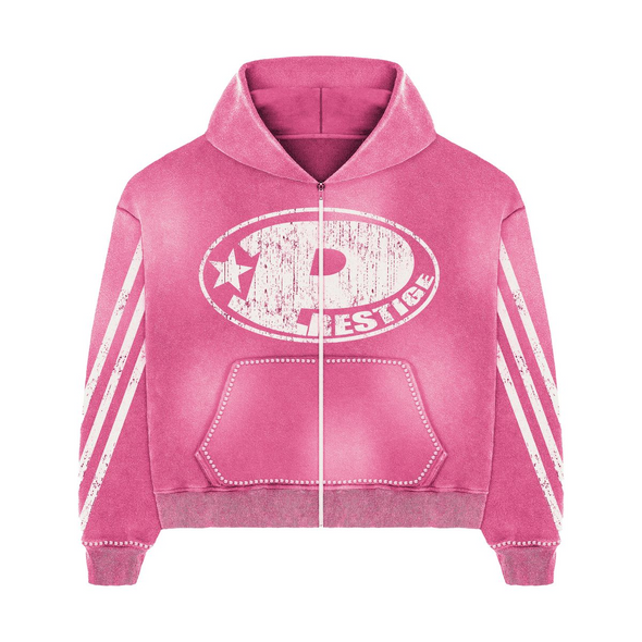 Prestige "Big P"  Zip Up Hoodie Pink