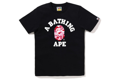 BAPE ABC Camo "College" Tee Black/Pink