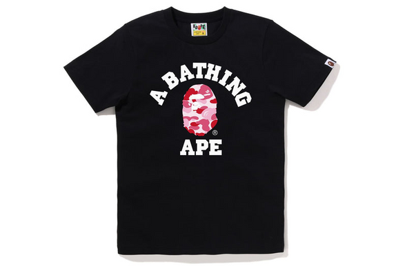 BAPE ABC Camo "College" Tee Black/Pink