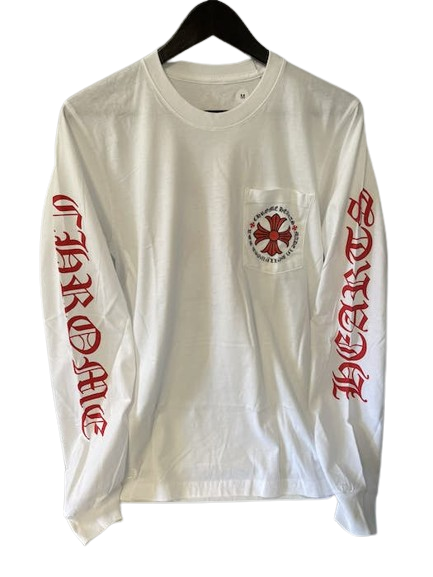 Chrome Hearts "Made In Hollywood Red Cross" L/S Tee White