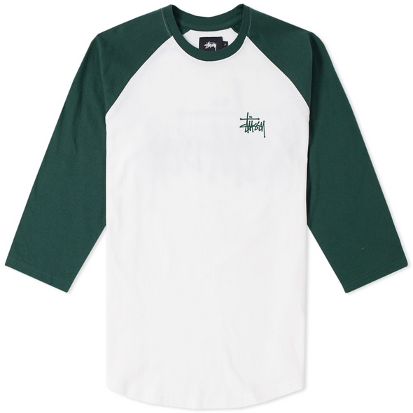 Stussy "Basic Raglan" L/S Tee White/Green