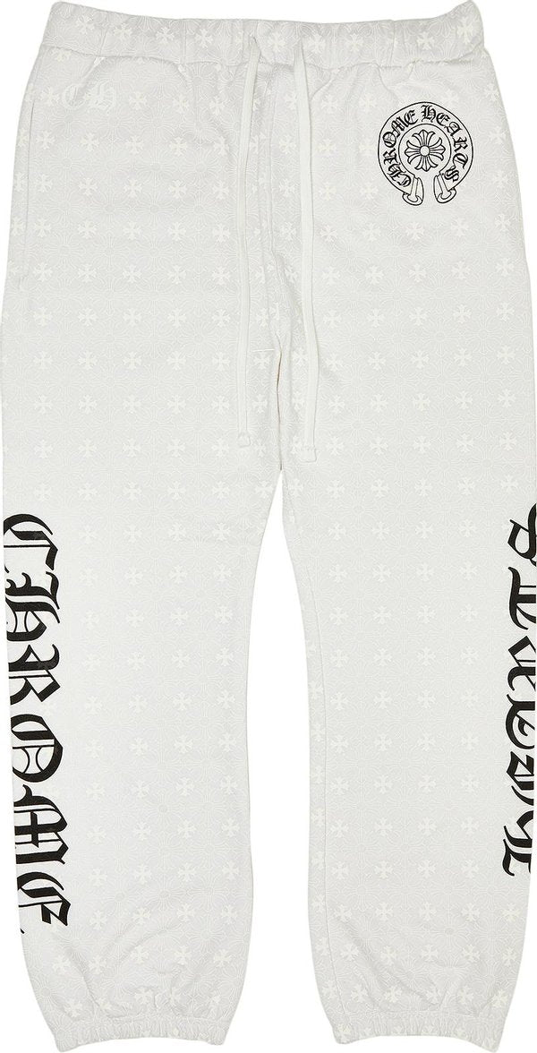 【Chrome Hearts】Plus Cross All Over Print Sweatpants★White Chrome Hearts Plus Cross All Over Print Sweatpants White