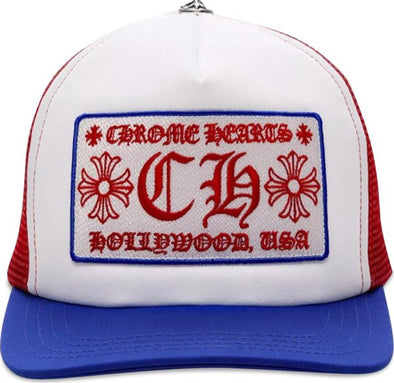 Chrome Hearts "Hollywood USA" Trucker Hat Blue/White/Red