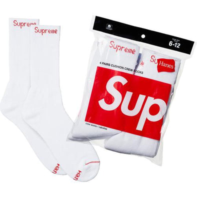 Supreme X Hanes Socks (4 Pack) White