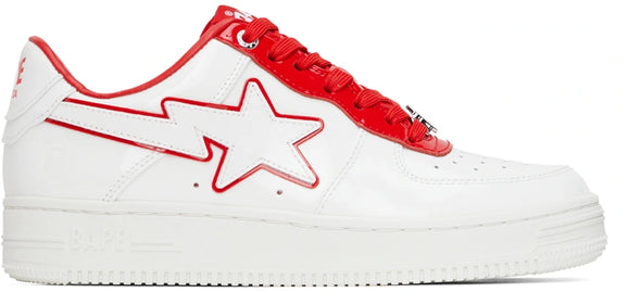 A Bathing Ape Bape Sta  "Patent Leather White Red"