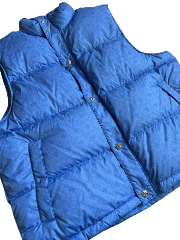 Chrome Hearts "Monogram Print" Puffer Vest Blue