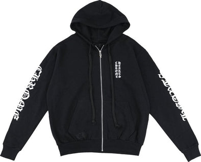 Chrome Hearts "Vertical Logo" Zip Up Hoodie Black