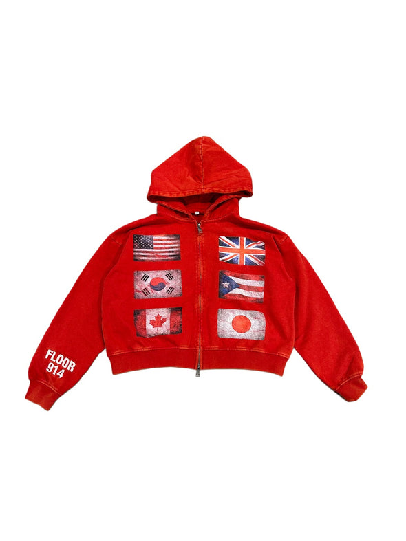 Floor 914 "Red Flag Force" Zip Up Hoodie Red
