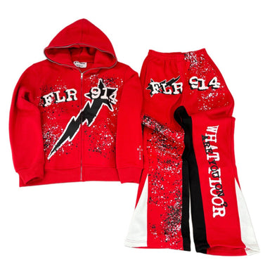 Floor 914 "All Star" Sweat Suit Set Fire Red
