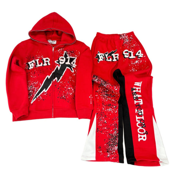 Floor 914 "All Star" Sweat Suit Set Fire Red