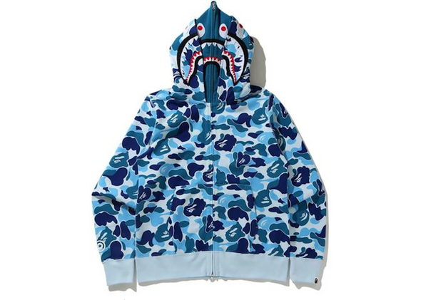 BAPE "ABC Camo Shark Wide" Full Zip Double Hoodie Blue