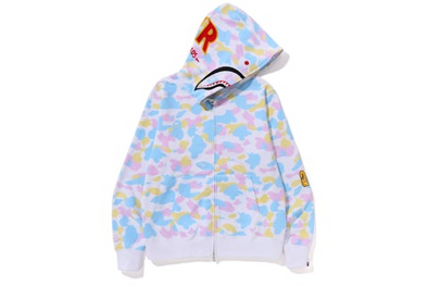 BAPE "Multi Camo 2nd Shark" Full Zip Hoodie White