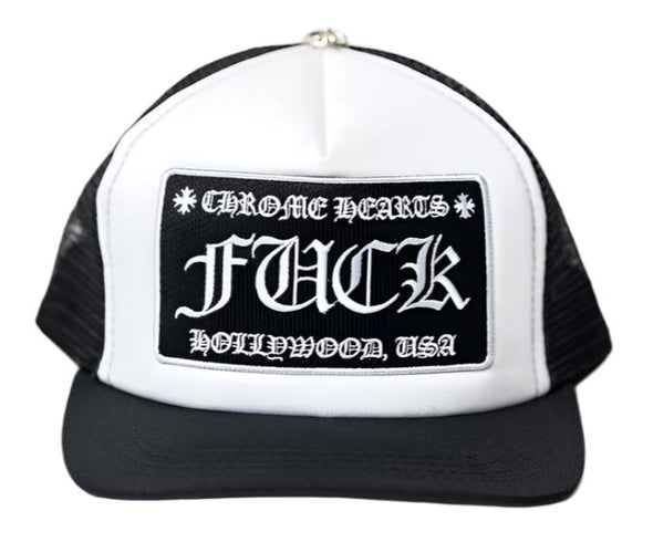 Chrome Hearts "FUCK Hollywood" Trucker Hat White/Black