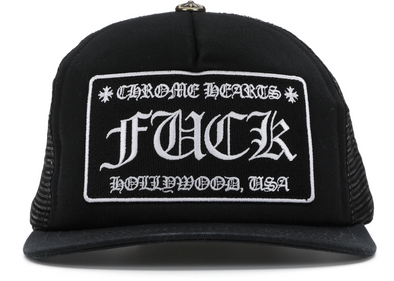 Chrome Hearts "FUCK Hollywood" Trucker Hat Black/Black