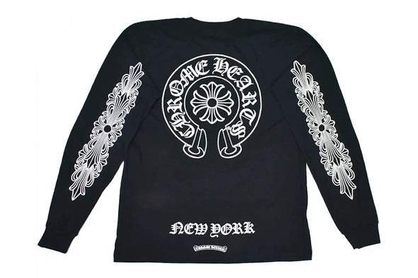 Chrome Hearts "New York Floral Horseshoe" L/S Tee Black