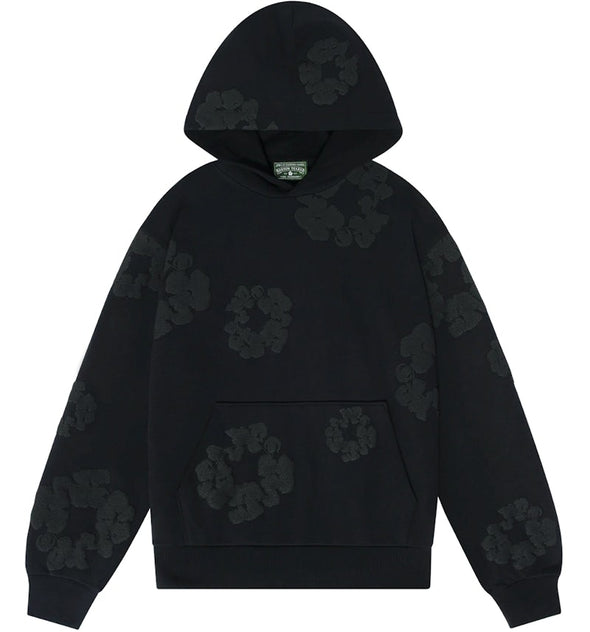 Denim Tears "The Cotton Wreath" Hoodie Black Monochrome