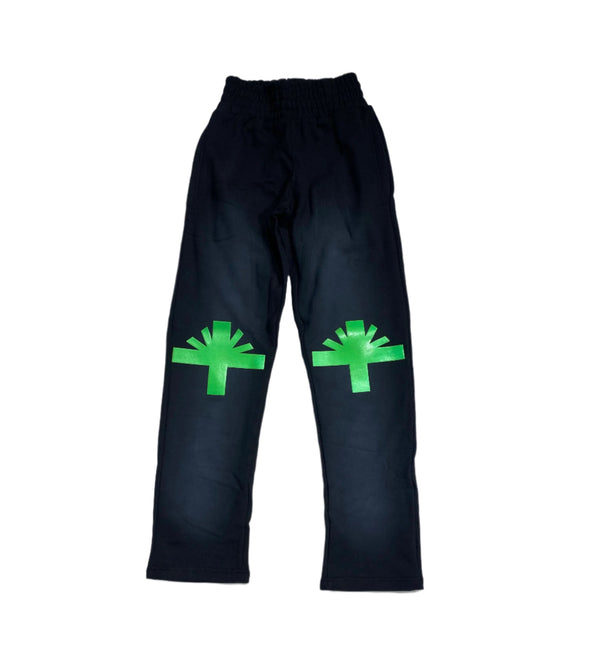 Vertabrae "Knee Logo" Sweatpants Black Neon Green