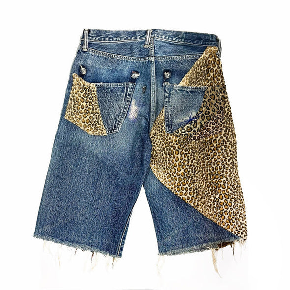 Kapital "Leopard Remake" Denim Shorts