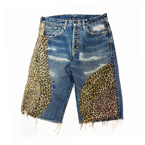 Kapital "Leopard Remake" Denim Shorts