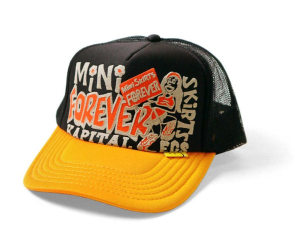 Kapital "Legs Mini Skirts Forever" Trucker Hat Black/Gold