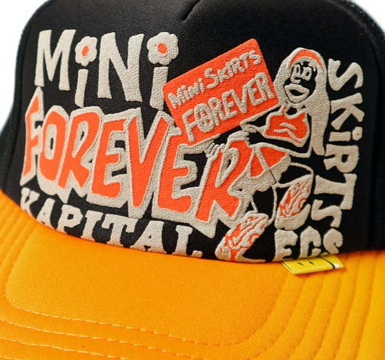 Kapital "Legs Mini Skirts Forever" Trucker Hat Black/Gold