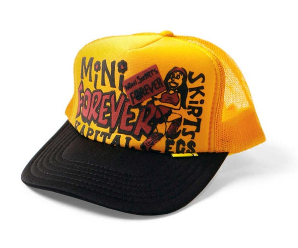 Kapital "Legs Mini Skirts Forever" Trucker Hat Gold/Black