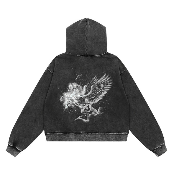 Floor 914 "Pegasus" Zip Up Hoodie Black