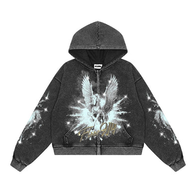 Floor 914 "Pegasus" Zip Up Hoodie Black
