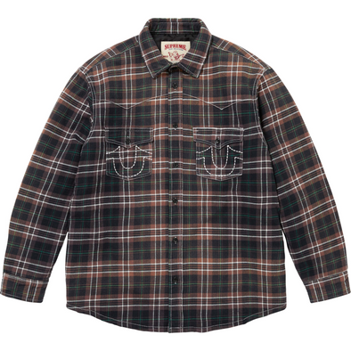 Supreme x True Religion "Quilted Lined Plaid" Flannel Shirt Black
