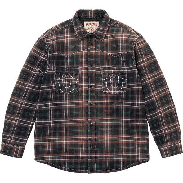 Supreme x True Religion "Quilted Lined Plaid" Flannel Shirt Black