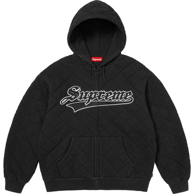 Supreme "Quilted" Zip Up Hoodie Black