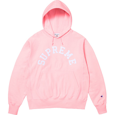 Supreme "Champion" Hooded Sweatshirt Pink
