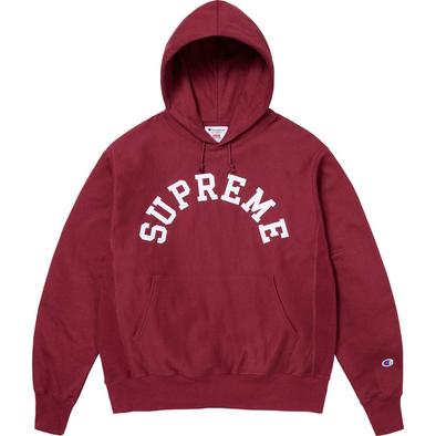 Supreme "Champion" Hooded Sweatshirt Cardinal