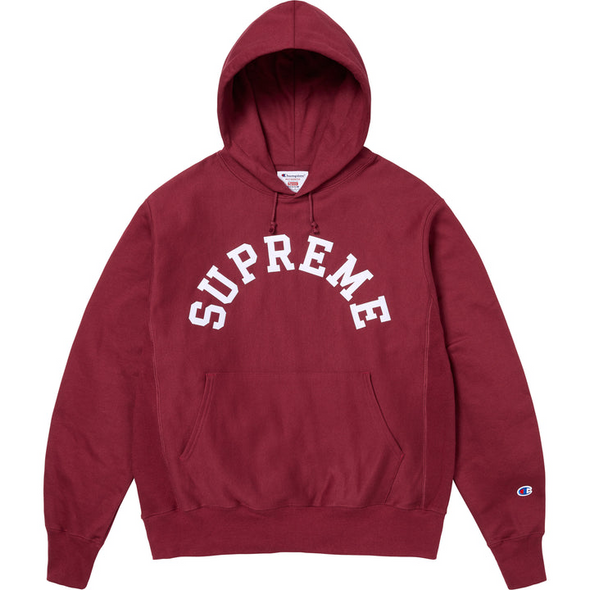 Supreme "Champion" Hooded Sweatshirt Cardinal