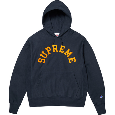 Supreme "Champion" Hooded Sweatshirt Navy