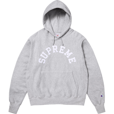 Supreme "Champion" Hooded Sweatshirt Heather Grey