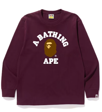 BAPE "College" L/S Tee Burgundy