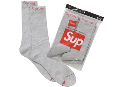 Supreme X Hanes Socks (4 Pack) Heather Grey