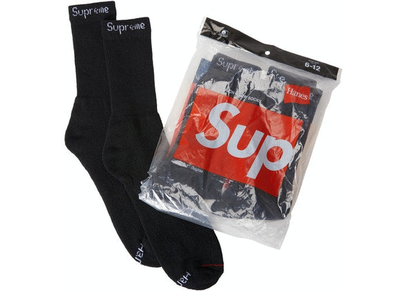 Supreme X Hanes Socks (4 Pack) Black
