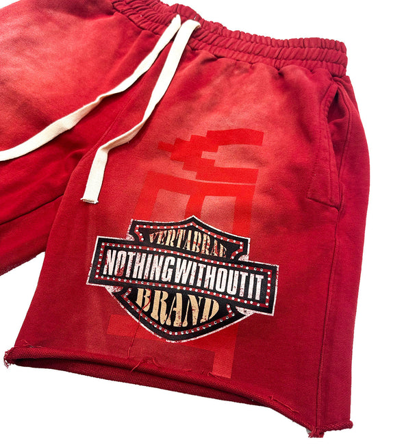 Vertabrae "Double Emblem" Sweat shorts Red