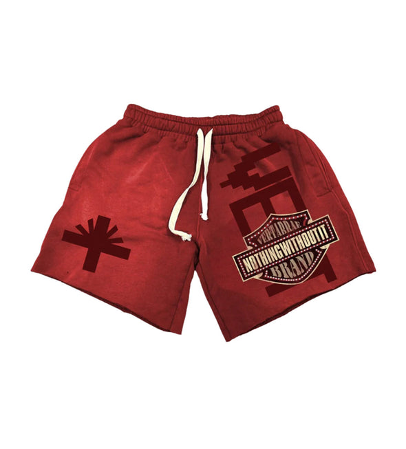 Vertabrae "Double Emblem" Sweat shorts Red