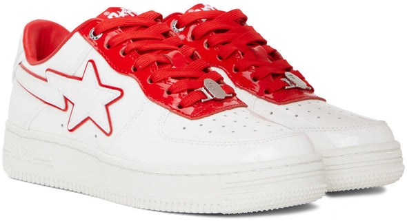 A Bathing Ape Bape Sta  "Patent Leather White Red"